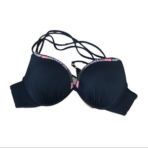 Victoria’s Secret Swim The Gorgeous Push Up bikini top boho black tassel sexy